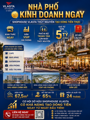 Nhà phố vlasta thủy nguyên - thanh toán 50% nhận nhà kinh doanh ngay