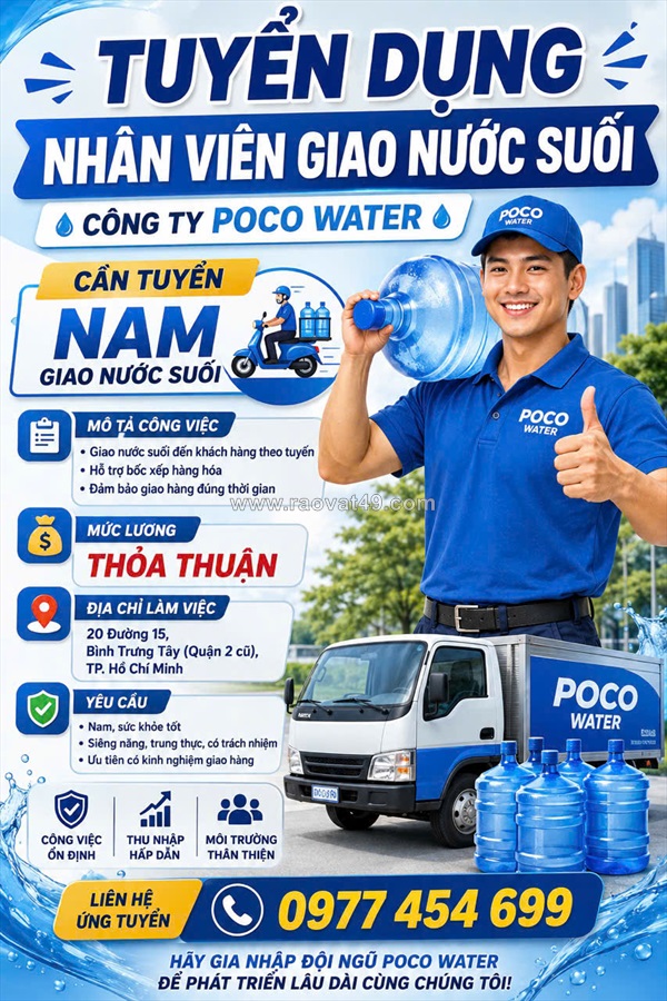 Nv giao nước suối quận 2 (nam từ 20 – 45 tuổi)