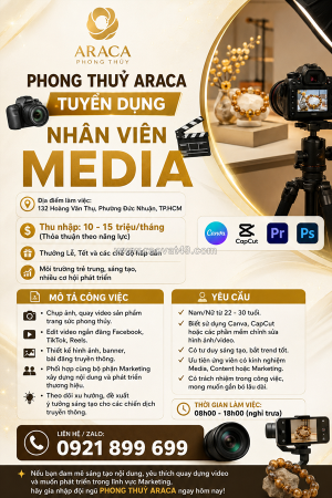 Phong thuỷ araca tuyển nhân viên media tp.hcm