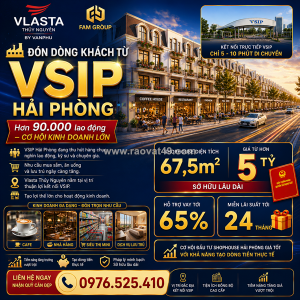 Shop house vlasta thủy nguyên kết nối vsip hải phòng – dòng tiền thực tế