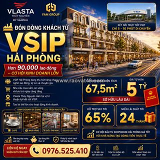 Shop house vlasta thủy nguyên kết nối vsip hải phòng – dòng tiền thực tế