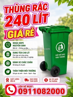 Sỉ lẻ thùng rác nhựa, thùng rác 120l – 240l – 660l giá tốt- lh 0911082000- nơi bán thùng rác giá rẻ