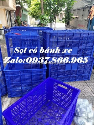 Sọt có bánh xe dưới đáy quay 360độ, sọt kéo hàng trong nhà xưởng