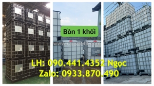 Tank nhựa ibc 1000 lít đựng hóa chất, bồn nhựa 1000 lít có khung thép, tank nhựa 1000l qua sử dụng