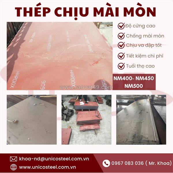 Thép tấm chịu mài mòn đặc chủng nm400 / nm450 / nm500: giải pháp kháng va đập và tối ưu chi phí vận hành cho công nghiệp nặng