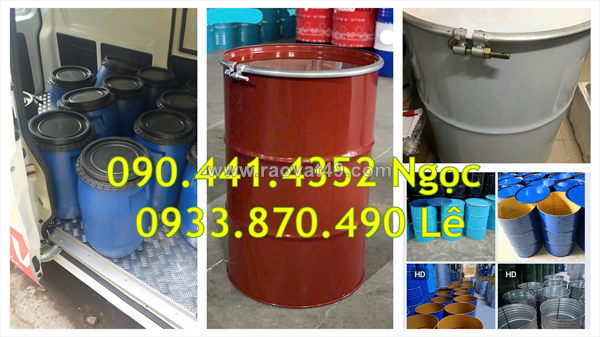 Thùng phuy sắt 220 lít đựng xăng, dầu, thùng phuy sắt làm bàn ghế