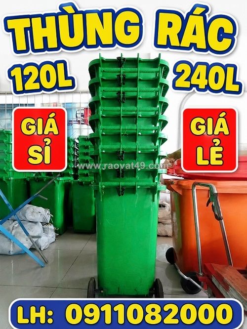 Thùng rác công nghiệp giá tận xưởng- thùng rác 120l 240l giá rẻ- lh 0911082000