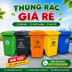 Thùng rác nhựa hdpe cao cấp- thùng rác 120l 240 giá rẻ tận kho-sỉ toàn quốc- lh 0911082000