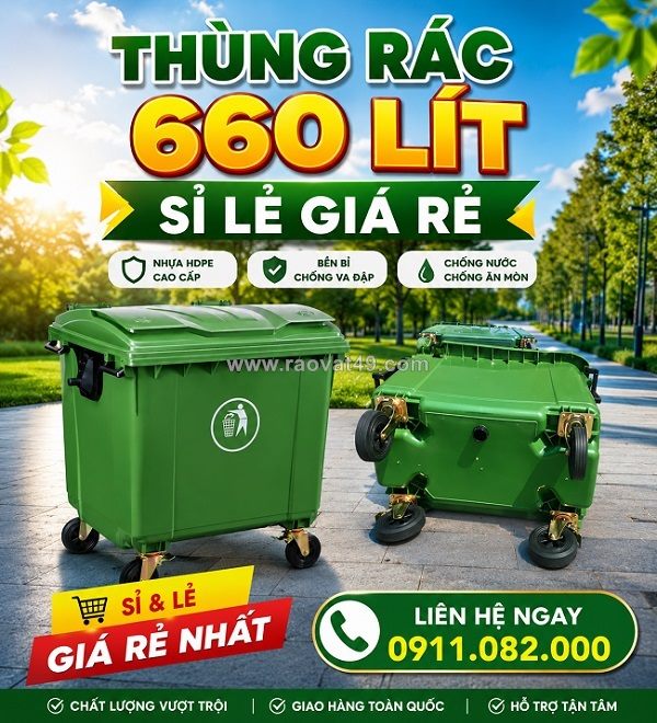 Thùng rác nhựa hdpe cao cấp- thùng rác 120l 240 giá rẻ tận kho-sỉ toàn quốc- lh 0911082000