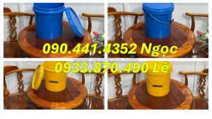 Thùng sơn nhựa 22 lít vuông, vỏ thùng sơn tròn 20 lít quai sắt