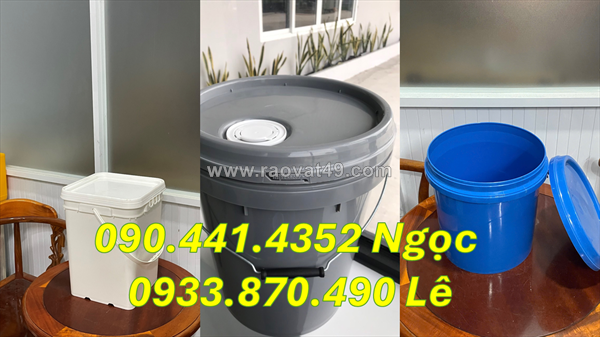 Thùng sơn nhựa 22 lít vuông, vỏ thùng sơn tròn 20 lít quai sắt