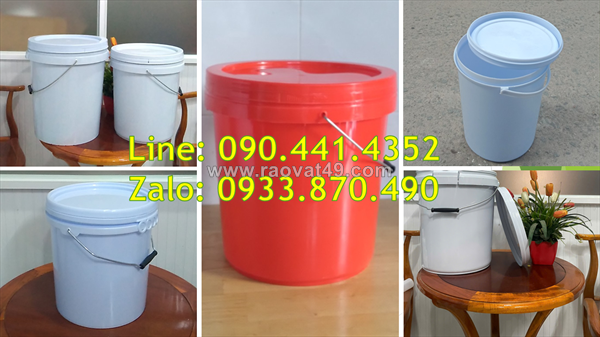Thùng sơn trơn 16 lít, vỏ thùng đựng sơn  lít, xô nhựa 20 lít đựng sơn nắp rót