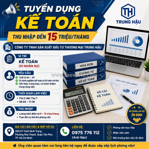 Tuyển 1 kế toán quận tân phú