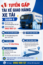 Tuyển 1 tài xế giao hàng xe tải quận 8