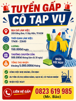 Tuyển cô tạp vụ ca tối (17h00 - 22h00) tp.hcm