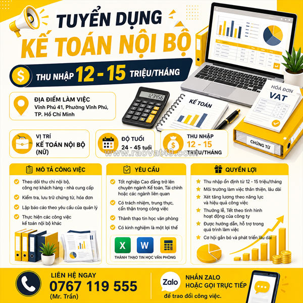 Tuyển kế toán nội bộ thuận an