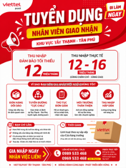 Tuyển nhân viên giao nhận tân phú không cần kn