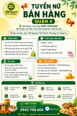 Tuyển nữ nhân viên bán hàng quận 4