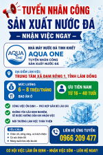 Tuyển nv sản xuất nước đá lâm đồng bao ăn ở