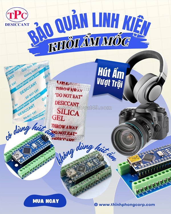 Ứng dụng của gói hút ẩm silica gel trong bảo quản linh kiện điện tử