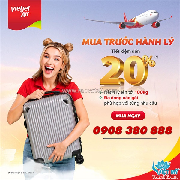 Ưu đãi hành lý vietjet - giảm 20% khi mua trước