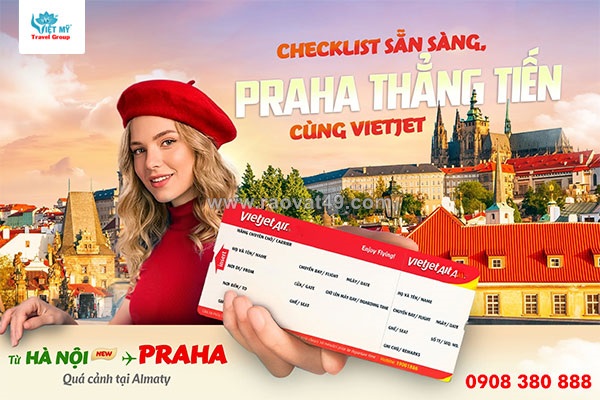 Vietjet giảm 15% giá vé deluxe đi praha