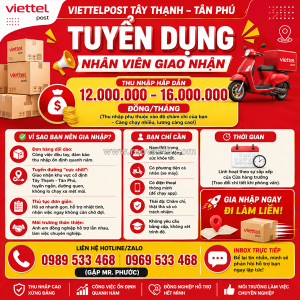 Viettelpost tây thạnh tuyển nhân viên giao hàng