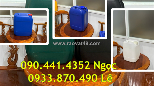 Vỏ can nhựa 20 lít, can nhựa 22 lít đựng tinh dầu, can nhựa 24 lít đựng hương liệu, can 30 lít chứa chất tạo mùi