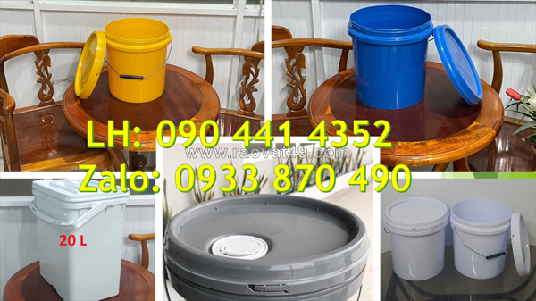 Vỏ thùng sơn 5 lít quai nhựa, xô nhựa 6 lít đựng sơn gel, thùng đựng sơn nhám 10 lít, xô nhựa 12 lít đựng sơn gel
