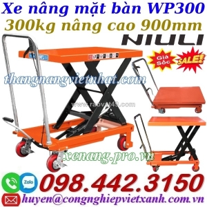Xe nâng mặt bàn 300kg nâng cao 900mm wp300 niuli
