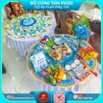 Ý nghĩa mâm cúng đầy tháng cho bé tone màu xanh dương