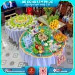 Ý nghĩa mâm cúng thôi nôi tone xanh lá – gửi gắm bình an và may mắn cho bé