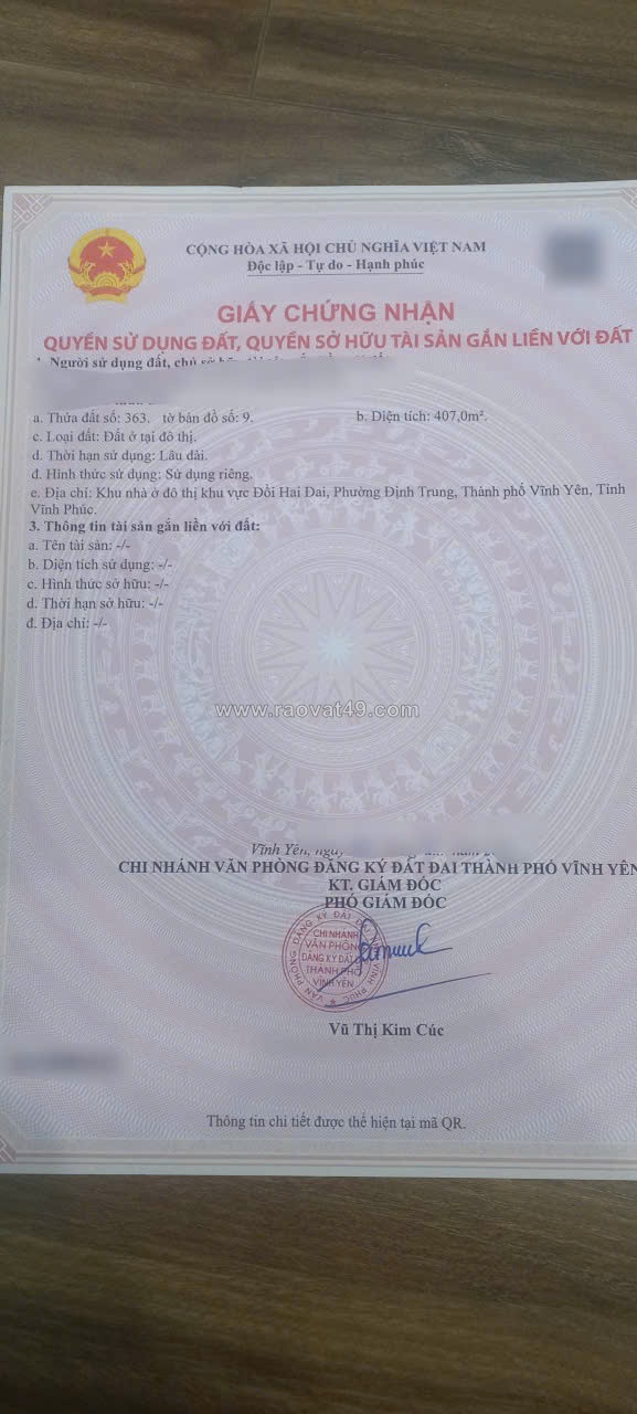Bán đất biệt thự sẵn sổ kđt parkhill thành công, vĩnh yên. dt 407m2