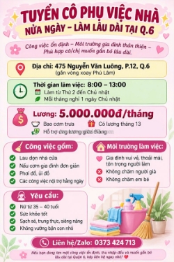 [bao cơm] cô phụ việc nhà quận 6