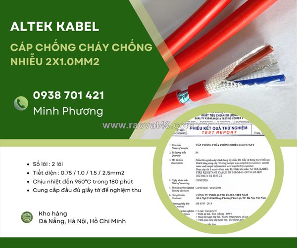 Báo giá cáp chống cháy chống nhiễu 2x1.0mm2 mới nhất đà nẵng, quy nhơn, tuy hòa