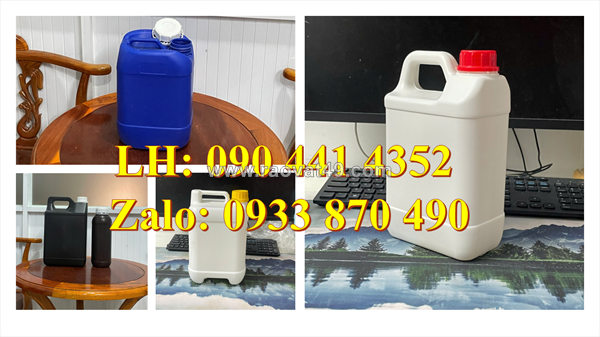 Bình nhựa 1 lít tròn, can nhựa 2 lít vuông, can vuông 5 lít nắp thoát khí