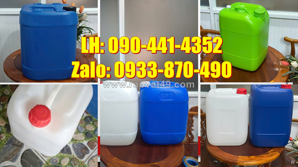 Can nhựa 25 lít vuông trắng – xanh, thùng nhựa 20 lít đựng hóa chất, can nhựa 10 lít đựng axit
