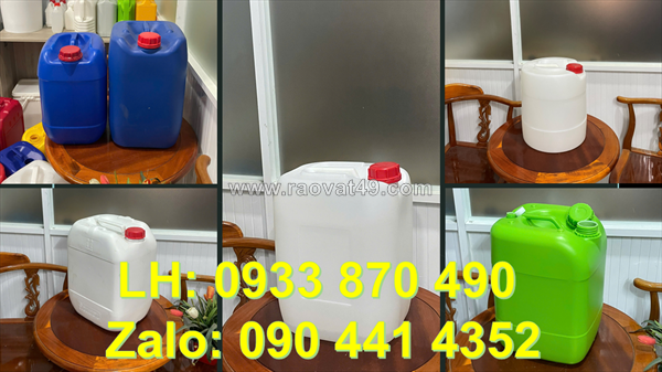 Can nhựa 30 lít đựng axit, thùng nhựa 25 lít đựng bazơ, can nhựa 20 lít đựng chất phủ