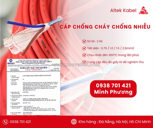 Cáp chống cháy chống nhiễu 2x0.75mm² – truyền tín hiệu ổn định thanh hóa, bắc ninh