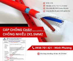 Cáp chống cháy chống nhiễu 2x1.5mm2 chính hãng đà nẵng, hà nội, quảng ngãi