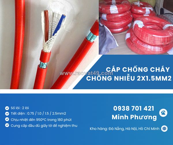 Cáp chống cháy chống nhiễu 2x1.5mm2 chính hãng đà nẵng, hà nội, quảng ngãi