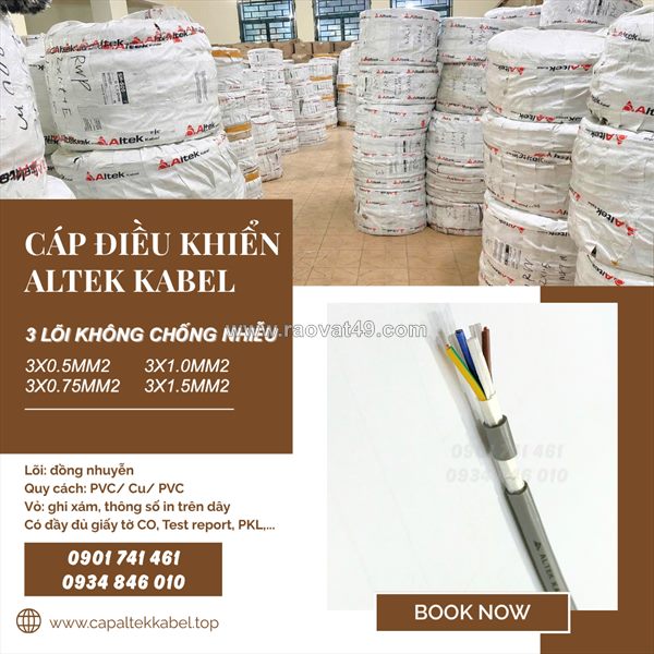 Cáp điều khiển altek kabel 3x0.5/3x0.75/3x1.0/3x1.5 tại hà nội, hải phòng, thanh hóa