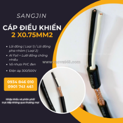 Cáp điều khiển sangjin 2x0.75mm2 có lưới sẵn sài gòn, bình dương, đồng nai