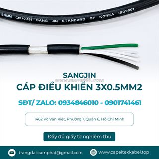 Cáp sangjin 3x0.5mm2 giá tốt tại hcm, bình dương, đồng nai