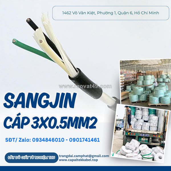 Cáp sangjin 3x0.5mm2 giá tốt tại hcm, bình dương, đồng nai