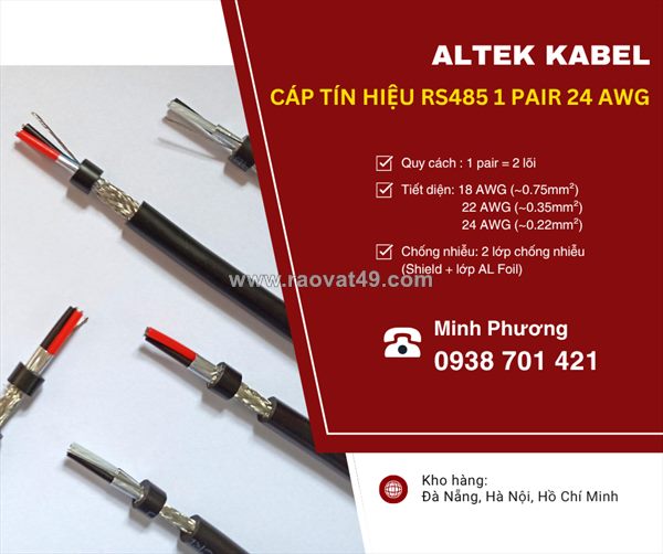 Cáp tín hiệu rs485 1 pair 24awg – truyền tín hiệu ổn định đà nẵng, huế, bình định