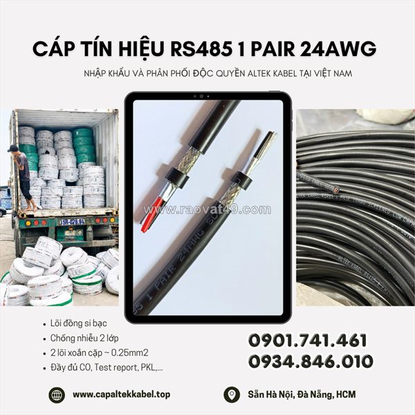 Cáp tín hiệu rs485 24awg 1 pair chuẩn  altek kabel