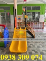 Cầu trượt máng đôi ngoài trời cho trẻ em, cầu trượt ngoài trời giá rẻ