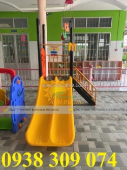 Cầu trượt máng đôi ngoài trời cho trẻ em, cầu trượt ngoài trời giá rẻ