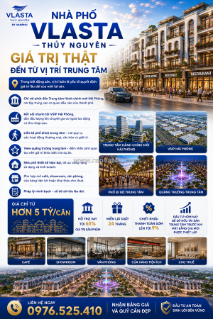 Chỉ từ hơn 4,x tỷ sở hữu nhà phố vlasta thủy nguyên - trung tâm mới của hp